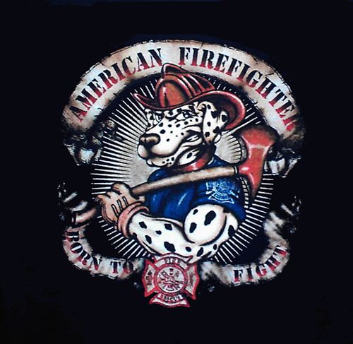 Fire N Rescue Logo front Firefighter Dalmation T Shirt  