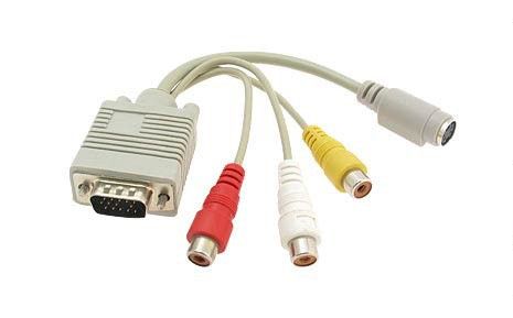 VGA/SVGA HD15 Male to 3RCA + SVideo A/V Cable Adapter  