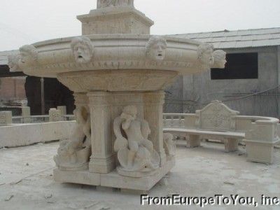 MONUMENTAL HAND CARVED MARBLE FIGURAL FOUNTAIN  FNT21  