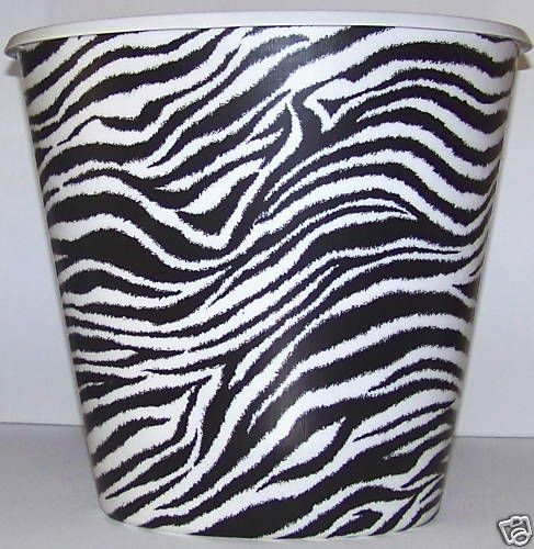 NEW ZEBRA JUNGLE ANIMAL PRINT WASTEBASKET TRASH CAN  