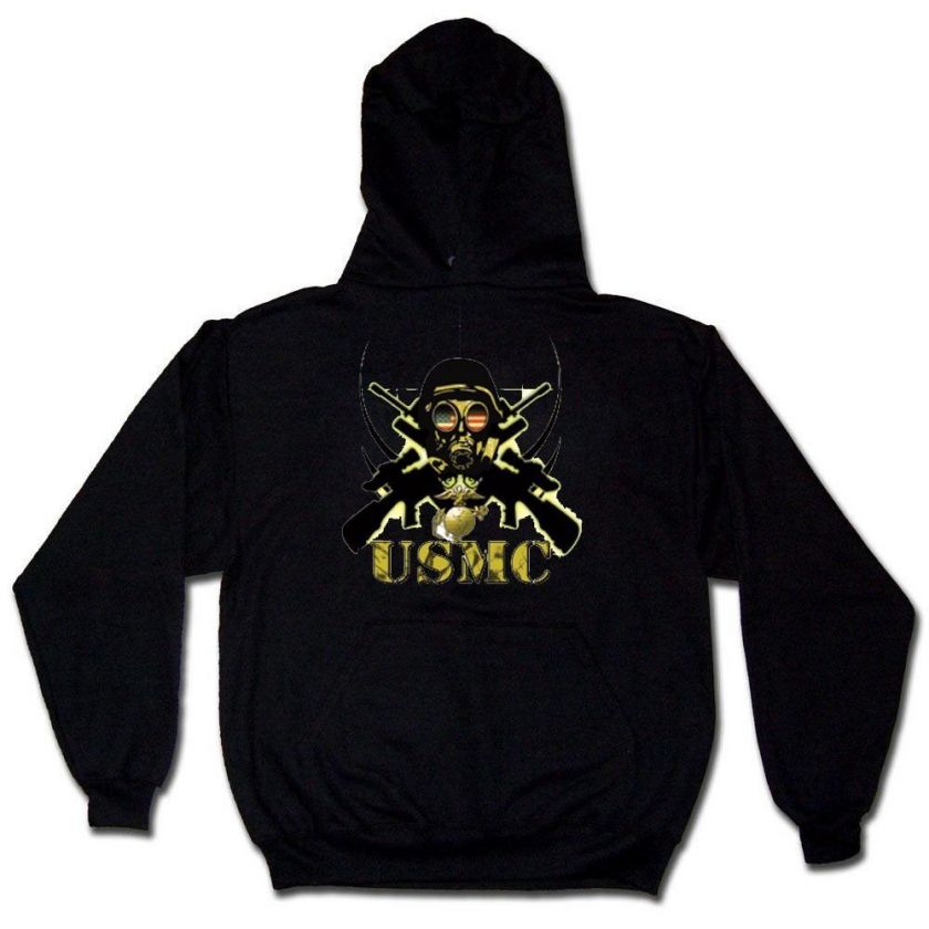 USMC Gas Mask And Rifles Crossed Cool Sweatshirt Hoodie  