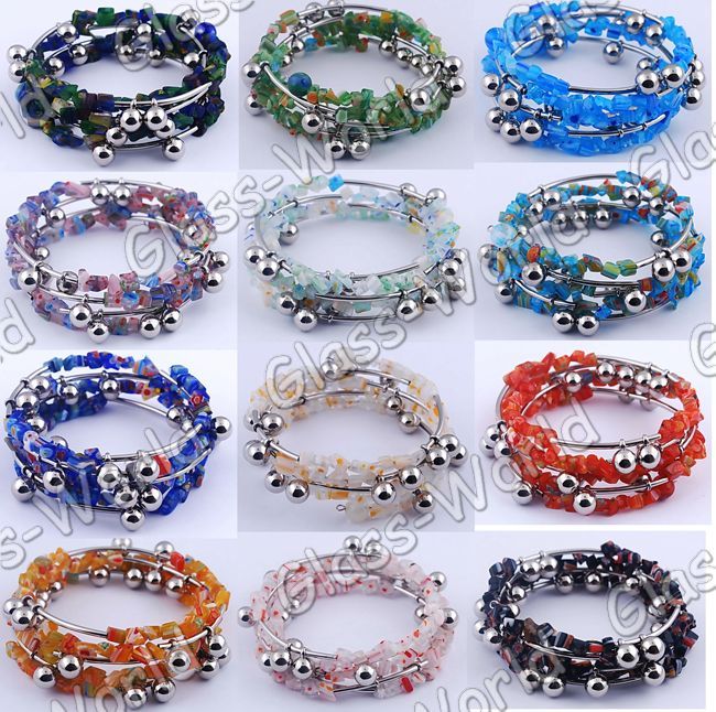 12strands Charms Glass Bead Handwork Spring Bracelets  