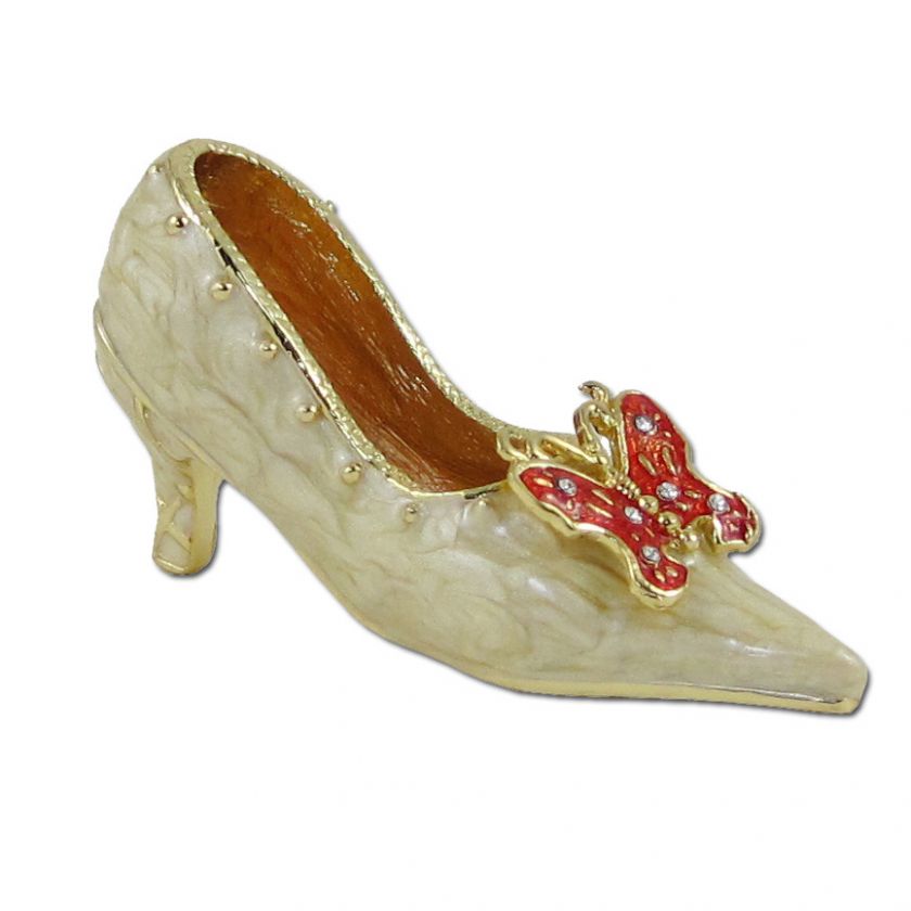 Miniature Shoe Butterfly Ring Holder Bejeweled Gold  