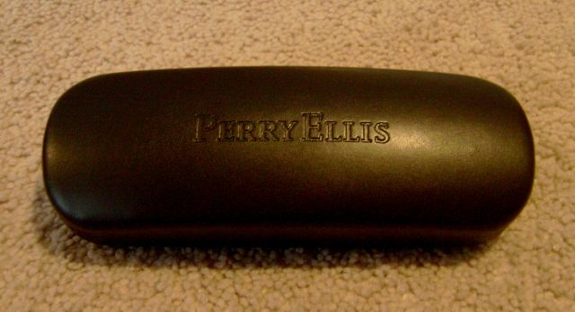 Authentic PERRY ELLIS Eyeglasses Dark Brown Hard Case  