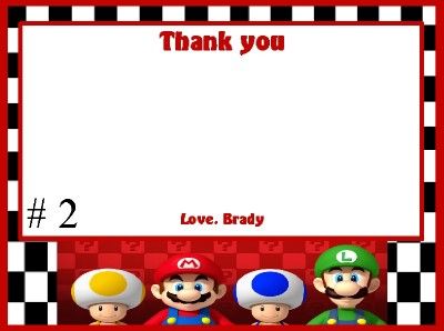 10 MARIO KART INVITATIONS OR THANK YOU CARDS  