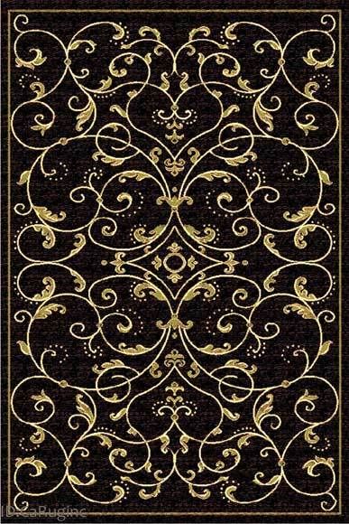 5x8 Area Rug European Modern Floral Black Brown New  