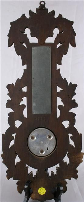 ANTIQUE FRENCH CARVED LEAVES BLACK FOREST BAROMETER  