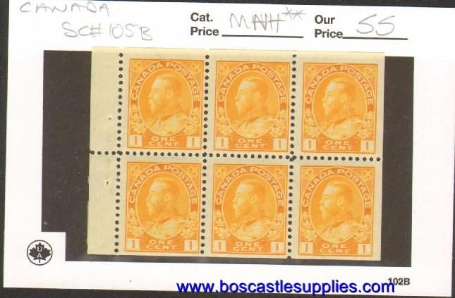 CANADA SC#105b BOOKET PANE MNH*  