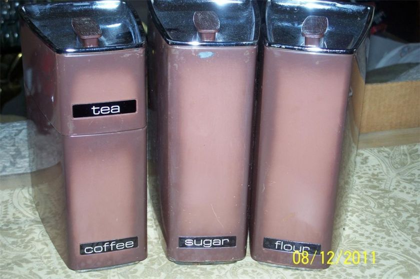 VINTAGE Lincoln Beautyware BROWN Canister Set of 4  