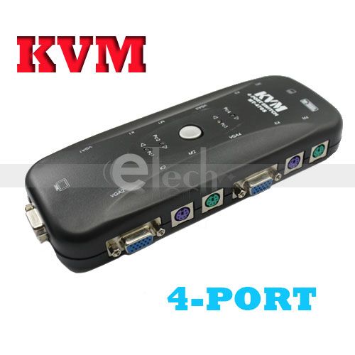 PORT PS/2 KVM KEYBOARD VIDEO MONITOR VGA/SVGA SWITCH BOX  