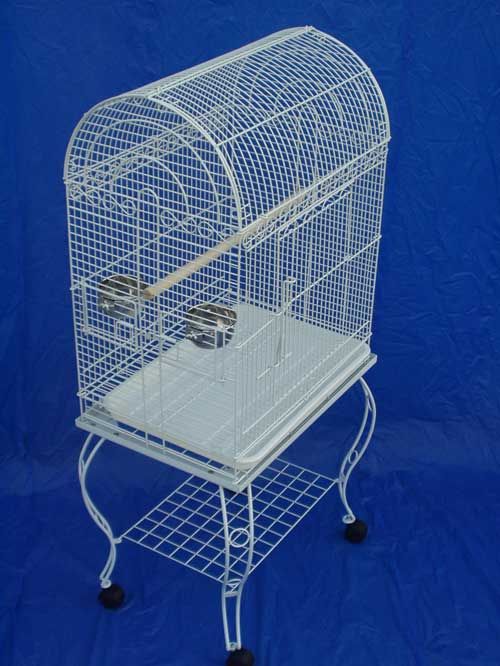 PARROT BIRD CAGE DOMED W/STAND 24x16x53 115DM WHITE  