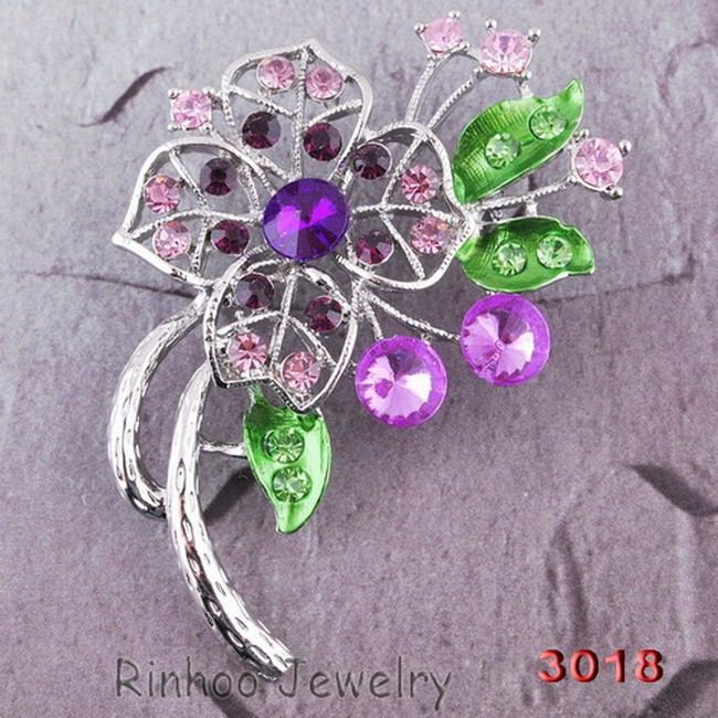 6p Fancy Flower Rhinestone 48*54mm Brooches Pins W29081  