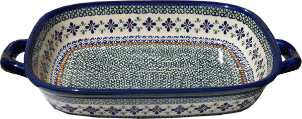 Polish Pottery Baking Dish with Handles 1345 DU60 Unikat