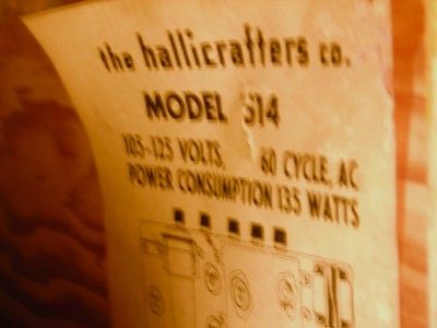 1948 HALLICRAFTERS MODEL 514 TELEVISION TV PORTABLE  