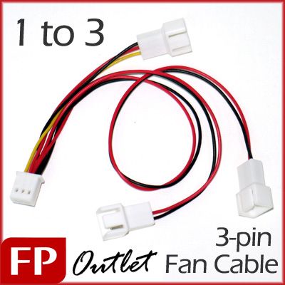 pin 1 to 3 Fan Plug Connecter PC Case Y Adapter Splitter Power Cable 