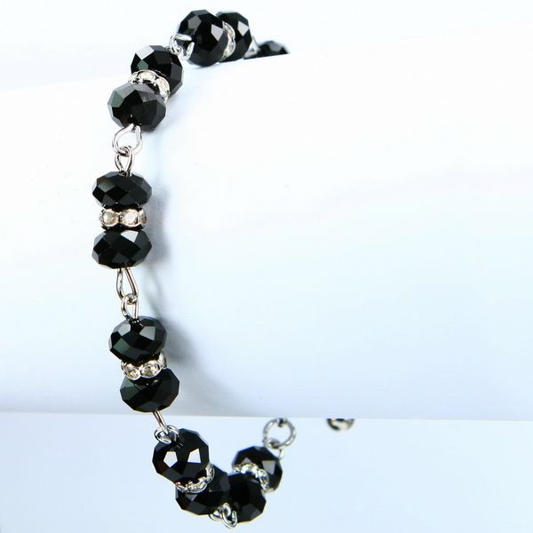 16 BLACK SAPPHIRE CRYSTAL CHAIN *B601n* BRACELET  