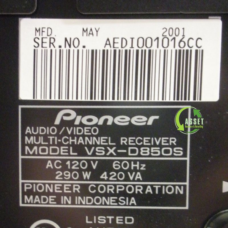 Pioneer VSX D850S 660 Watt Receiver 0012562557786  