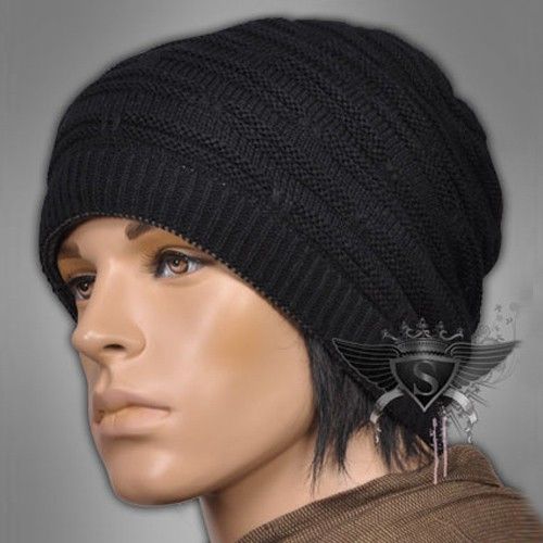   Gray Punk Stripe Men Beanie Hat Cap Open Top Double Side New  