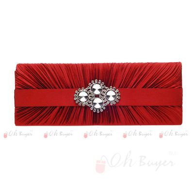   women Wedding Evening Purse bridal Clutch bag with silver and PU chain