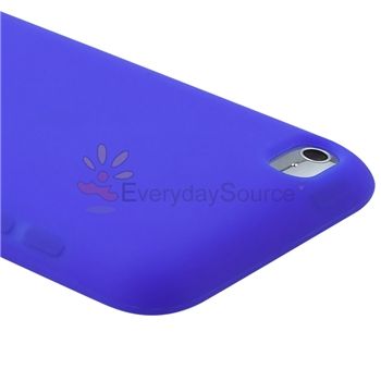 Blue Silicone Gel Skin Soft Case Cover+Privacy Film for iPod Touch 4th 