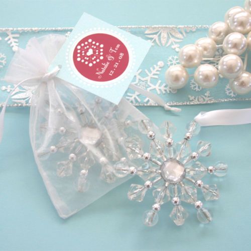 130 Beaded Snowflake Ornament Winter Wedding Favors  