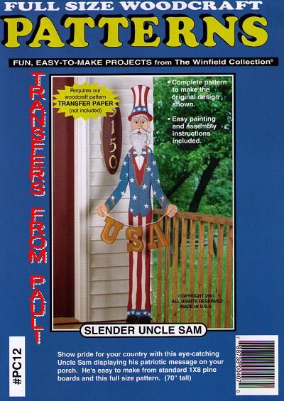 Slender Uncle Sam patriotic yard art woodworking pattern